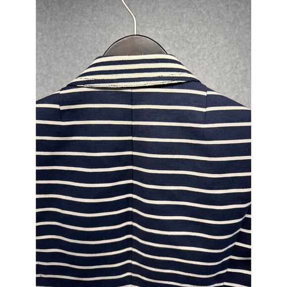 J Crew Womens Blazer Jacket Navy and Cream Stripe Gold Buttons Pockets Size 2 - Picture 7 of 15